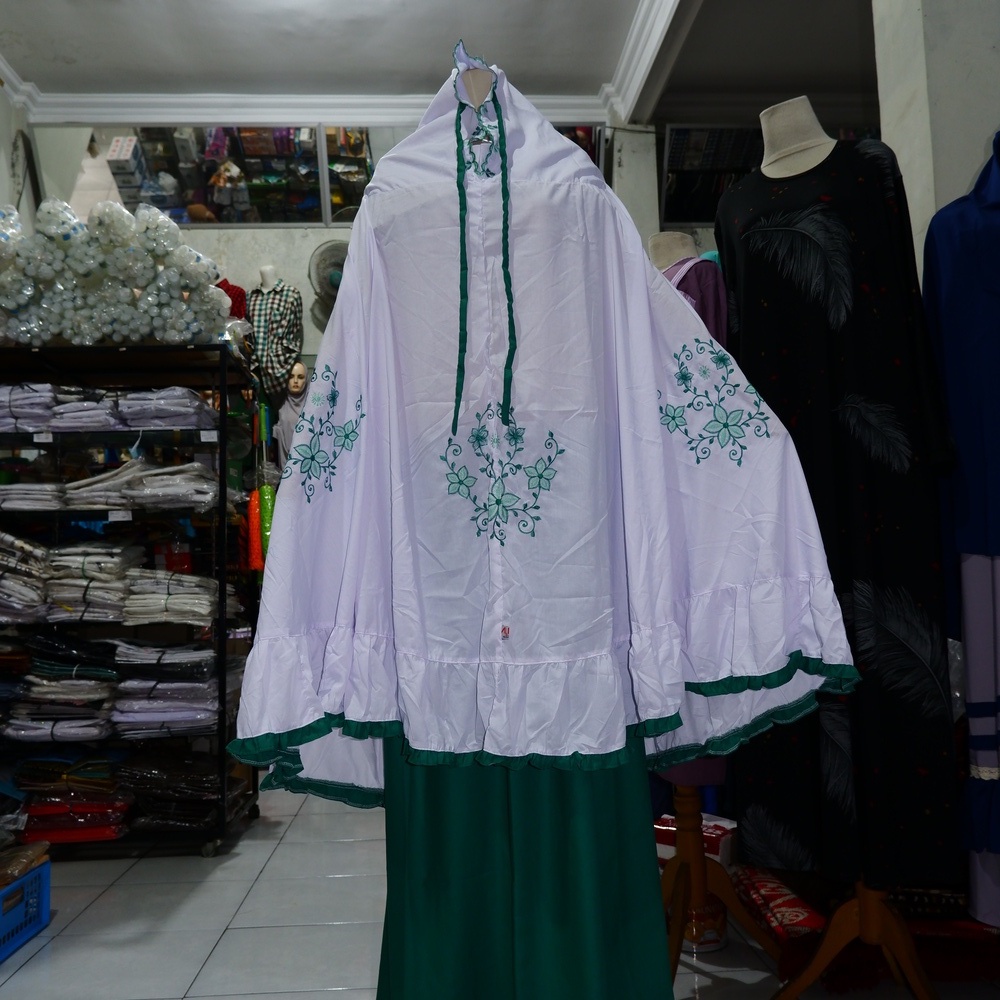 mukena alief. mukena santri gontor. imamah gontor putri (coklat & hijau series)