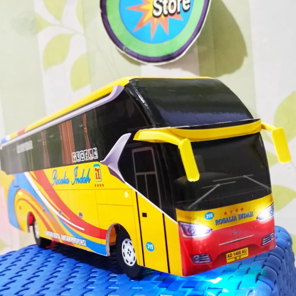 Miniatur bus bis SR2 Rosalia indah  KUNING plus lampu