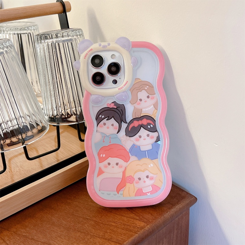 Soft Case Pelindung Bumper Shockproof Pola Gelombang Kecil Monster Untuk iPhone 14 13 12 11 Pro Max X Xr Xs Max 7 8 6 6s Plus SE