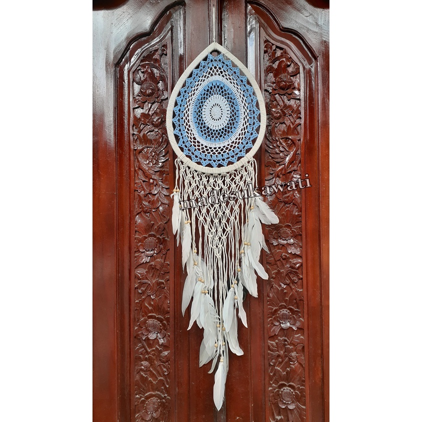 Dream catcher jantung sulam jaring diameter 30cm panjang 120cm hiasan dekorasi pajangan rumah