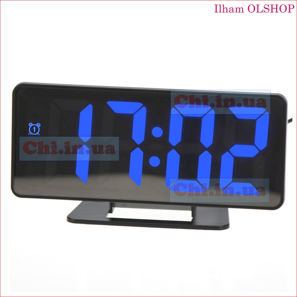 Sonifer Jam Meja Digital Led Weker Alarm Clock Mirror VST-888 Biru