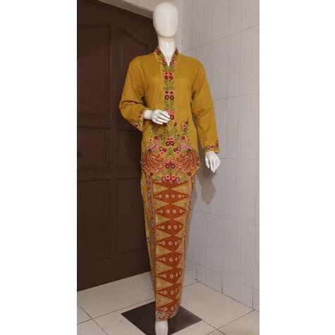 Setelan Kebya Encim Bordir Bunga Betawi Lengan Panjang / Set Kebaya Encim Bordir Merak Model Terbaru