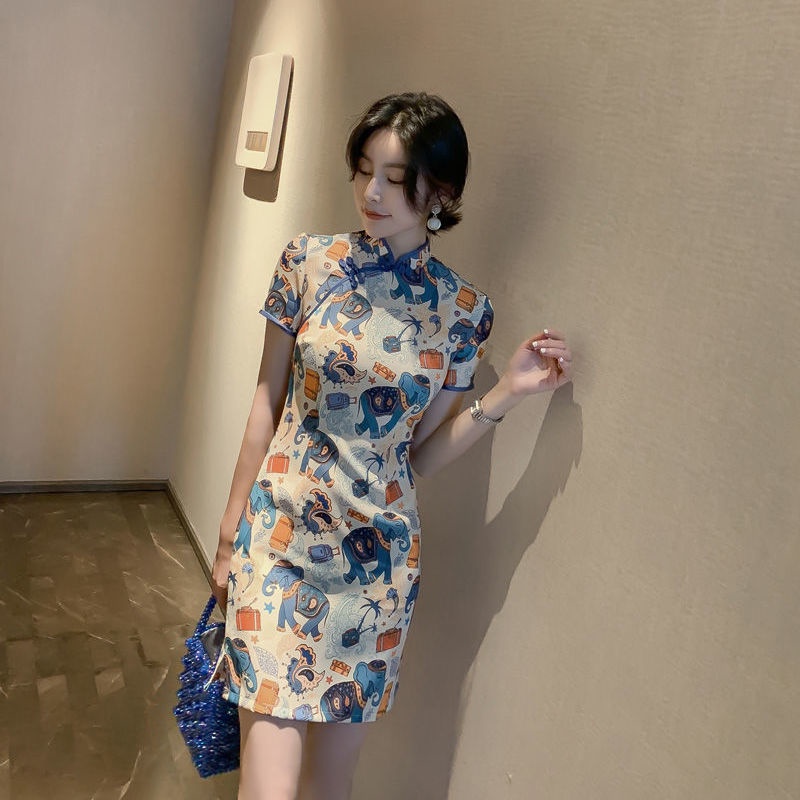 Cheongsam improved 2022 new Chinese style retro literary girls can wear short sleeved dresses every