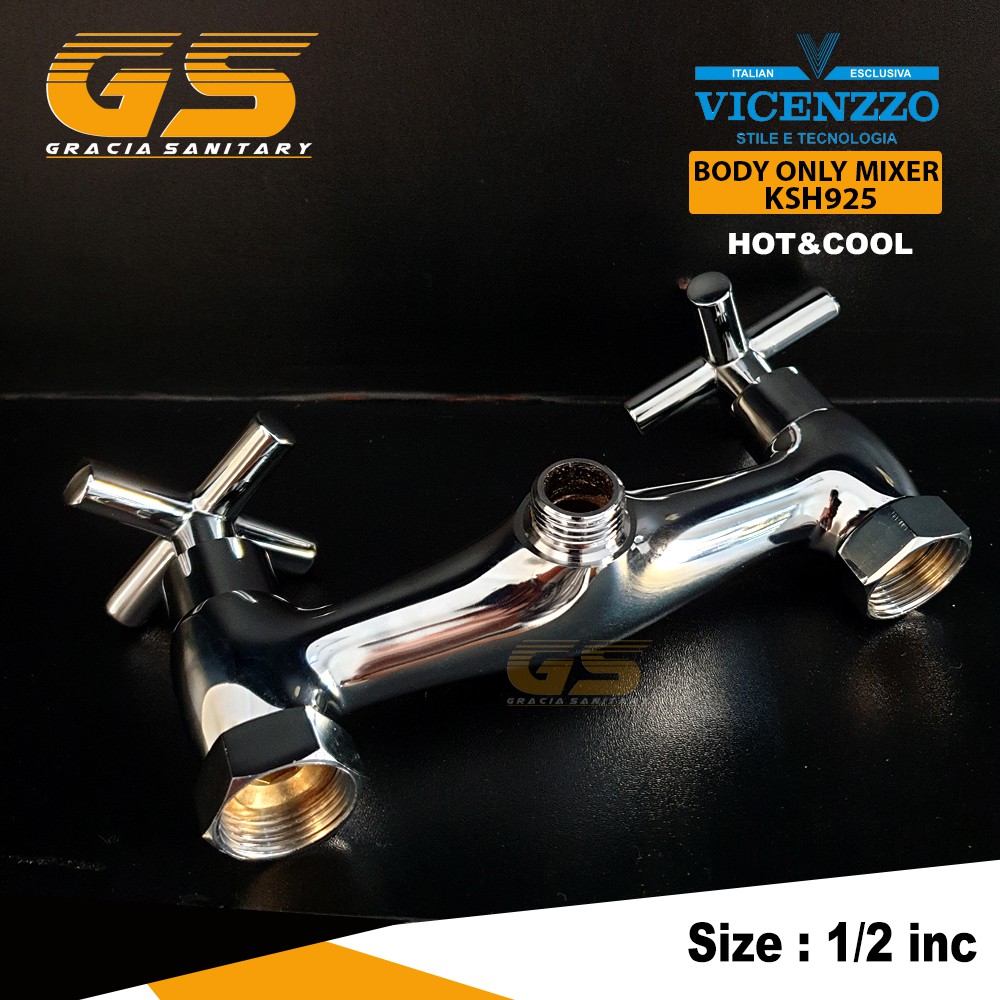 Kran Panas Dingin Mixer Body Only Kran Cabang Kuningan Drat 1/2 Inch kran air Vicenzzo Original