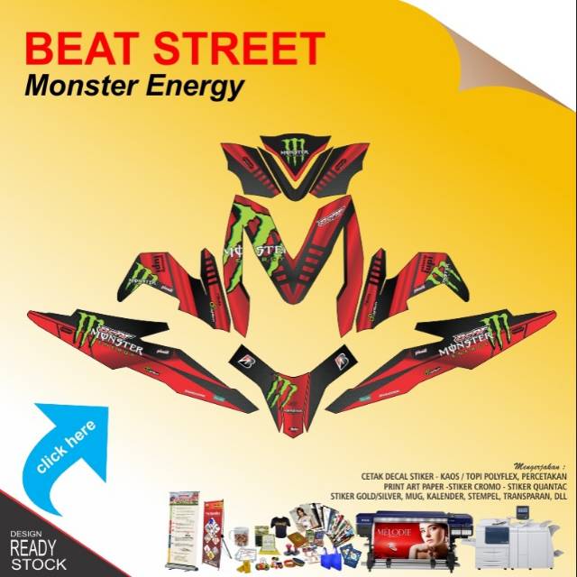 Decal Stiker Motor Honda Beat Street Monster Energy Shopee Indonesia