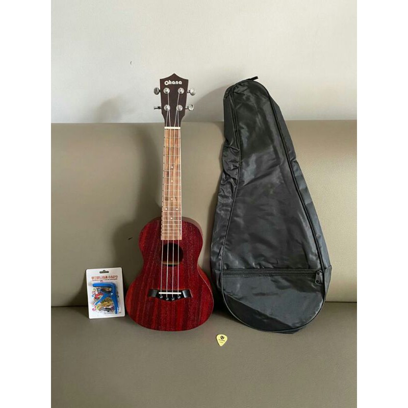 Flash Sale Ukulele Ohana original marun dan hitam  bonus case, capo dan pick