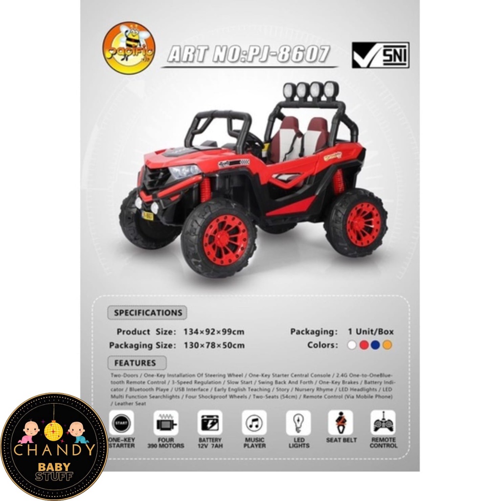 MAINAN MOBIL JEEP AKI ANAK PJ 8607 DENGAN REMOTE CONTROL