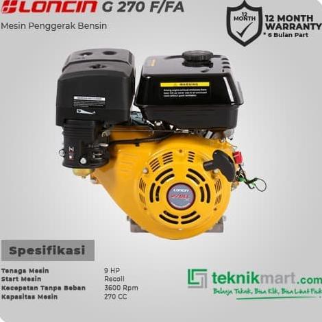 Loncin G 270 F 9 Hp Mesin Penggerak Bensin