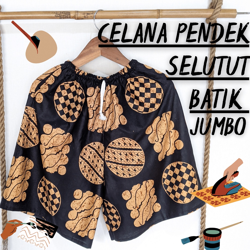 Celana Pendek Kolor JUMBO Selutut Pria Laki Laki Wanita Big Size BATIK Celana Santai Rumah Pantai Pria