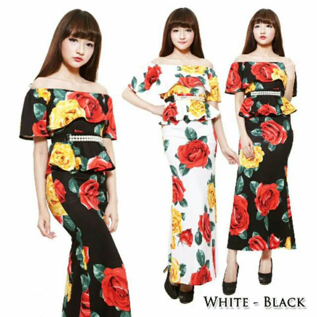 Long Dress Sabrina Yellow Flower Duyung  Pearl Gaun Panjang Dress Pesta