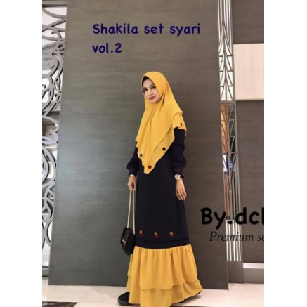 ANGGUN.SHOP | MDS - GAMIS SYARI KHADIJAH SATU SET KRUDUNG KHIMAR MOKA 6 WARNA LAINNYA STELAN