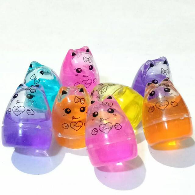 Slime lucu berwadah bentuk kucing