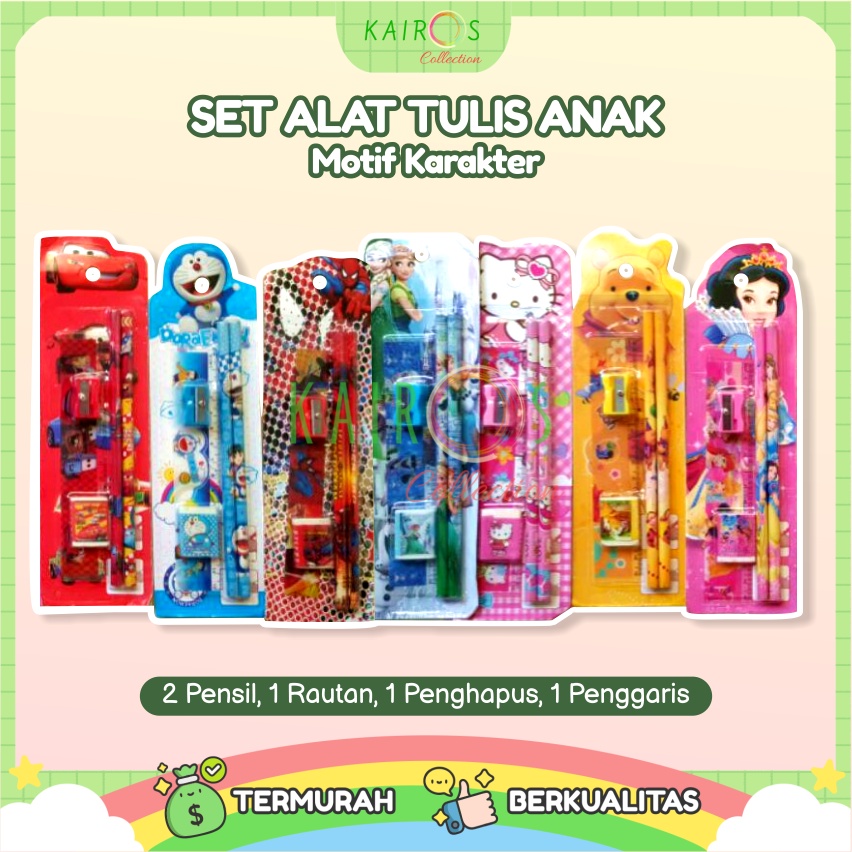 Alat Tulis Set Karakter Lucu Anak Kartun