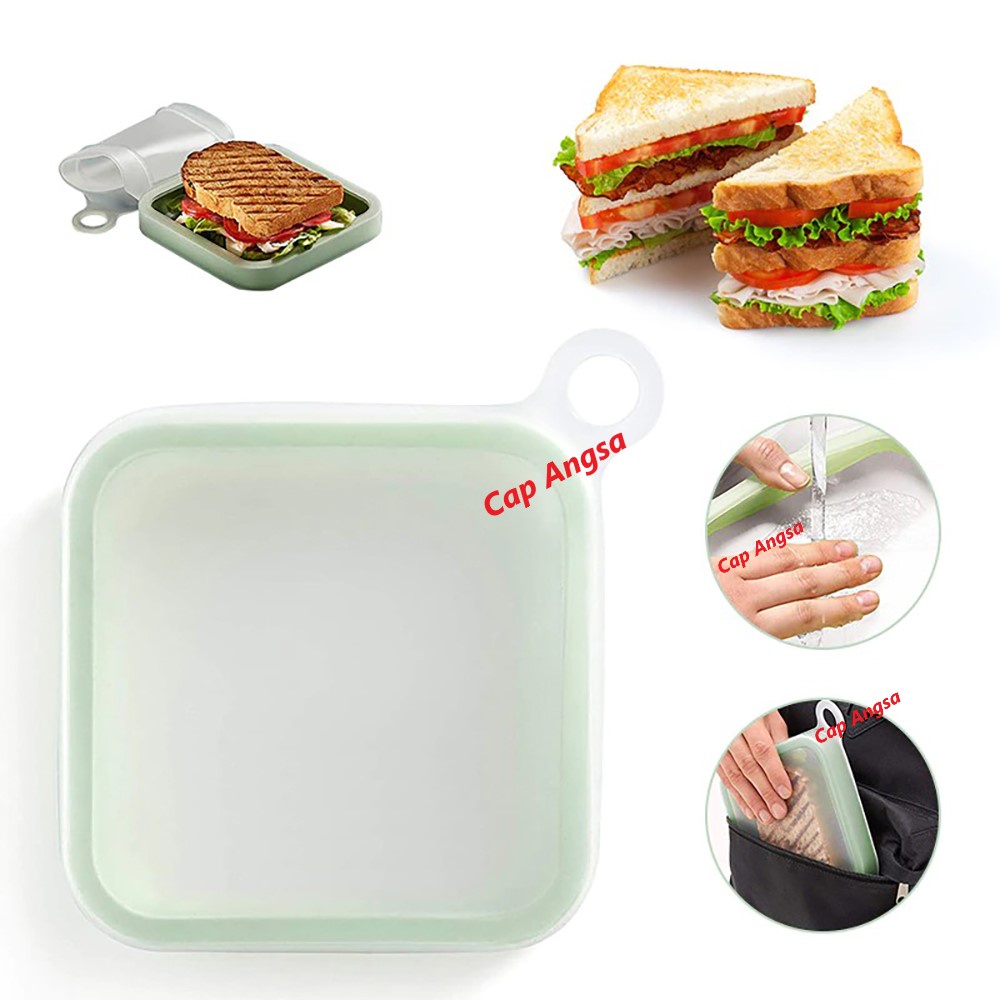 LUNCH BOX SILICONE SANDWICH BAG REUSABLE TEMPAT ROTI KOTAK WADAH BEKAL BENTO CONTAINER SILIKON WRAPS