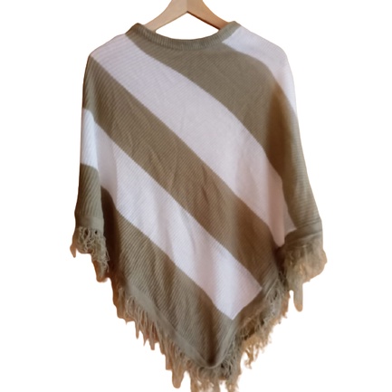 Ponco Loreng rajut wanita / Outwear rajut wanita / Cardigan Rajut Wanita