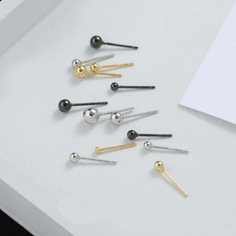 Anting Tindik 925 Silver Ukuran 3 / 4 / 5mm Untuk Wanita