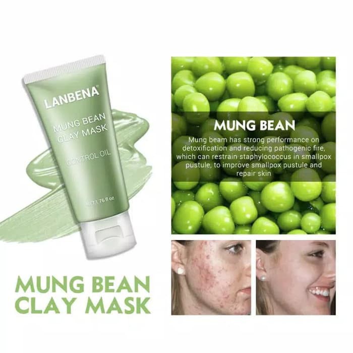 Lanbena Clay Mask Masker Wajah MungBean Bamboo Blueberry RoseClay