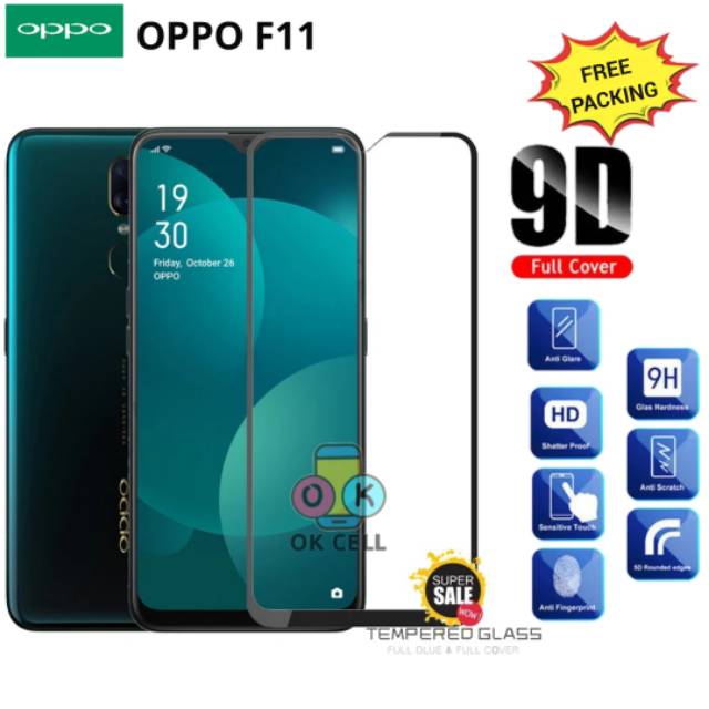 Tempered Glass Full Layar Oppo F11 TG Anti Gores Kaca Layar Screen Protector Premium