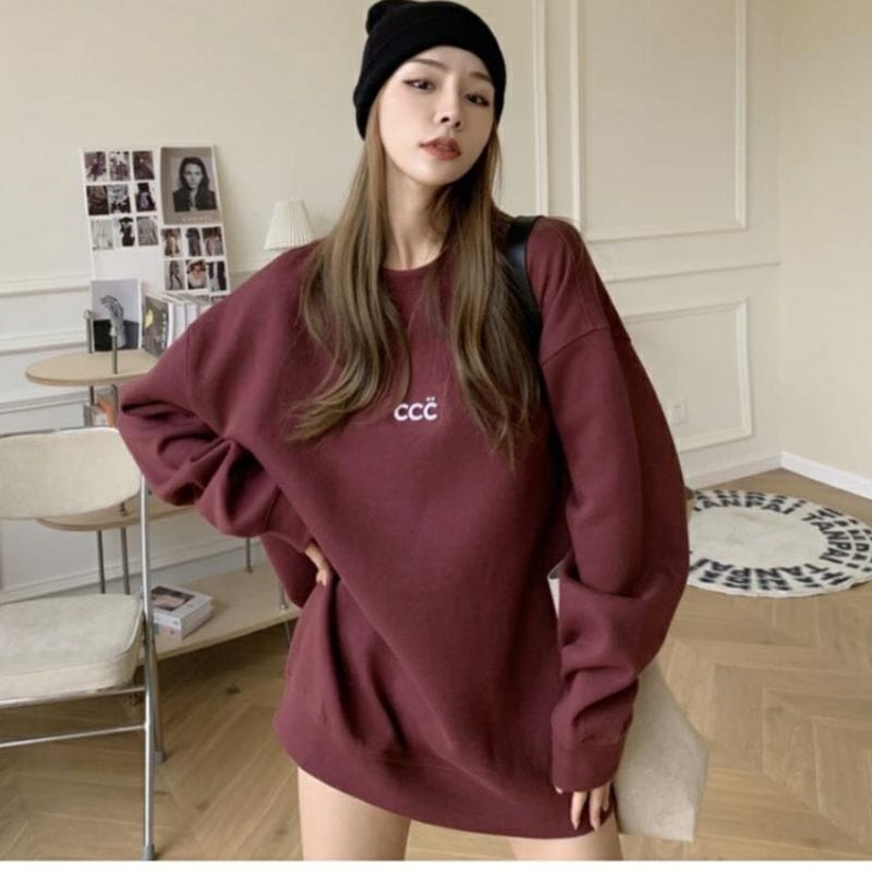 Bordier ✔ CCC Simple Sweater Basic Oblong Wanita | Sweater Oversize Wanita Korean Style | Bahan Fleece Tebal9