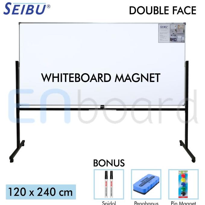 

Papan Tulis Whiteboard Standing Magnet Double Face Seibu 120 x 240 cm