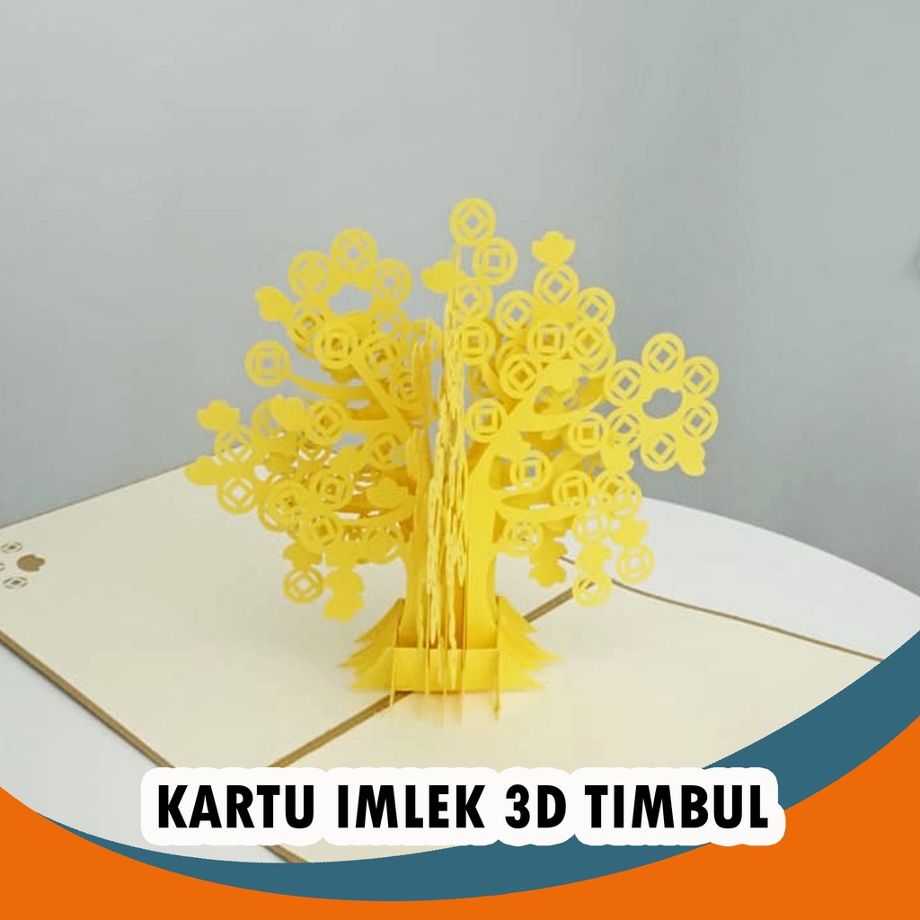 KARTU IMLEK POP UP 3D TIMBUL POHON EMAS FORTUNE TREE POHON UANG KEBERUNTUNGAN SINCIA CARD