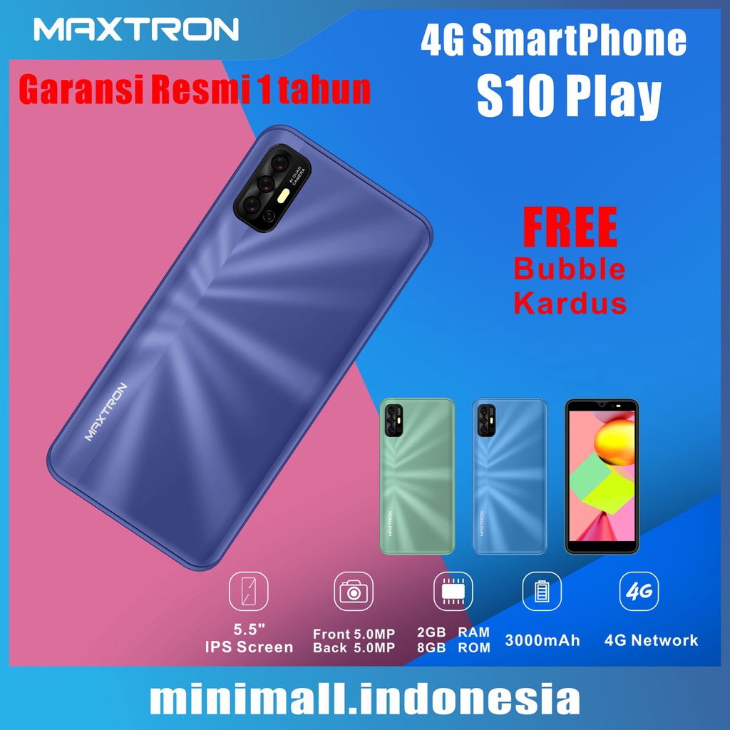 SmartPhone Android 4G HP Maxtron S10 Play 5.5’ RAM 2GB/8GB Garansi Resmi 1 Tahun
