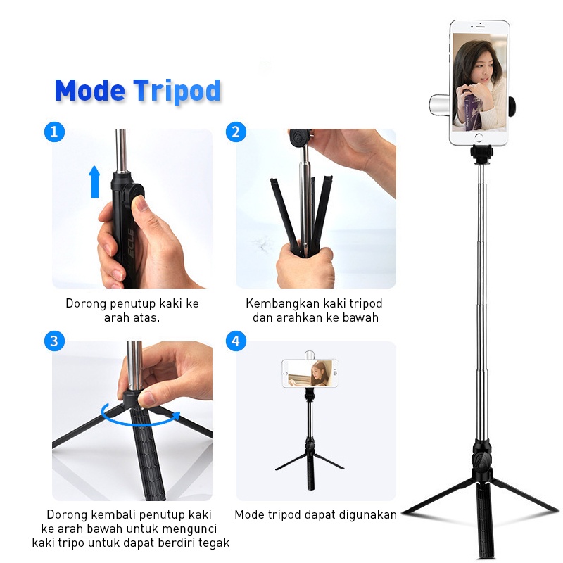 (Buy 1 Get 1) ECLE ETS1009 Selfie Stick Tongsis Tripod Coretech Vector Tongsis HP Tripod  3 In1 Image 8