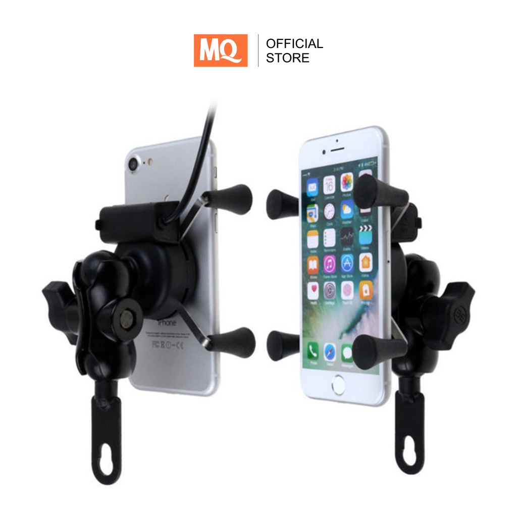 MQ Holder HP X-Grip + Charger USB Sepeda Motor