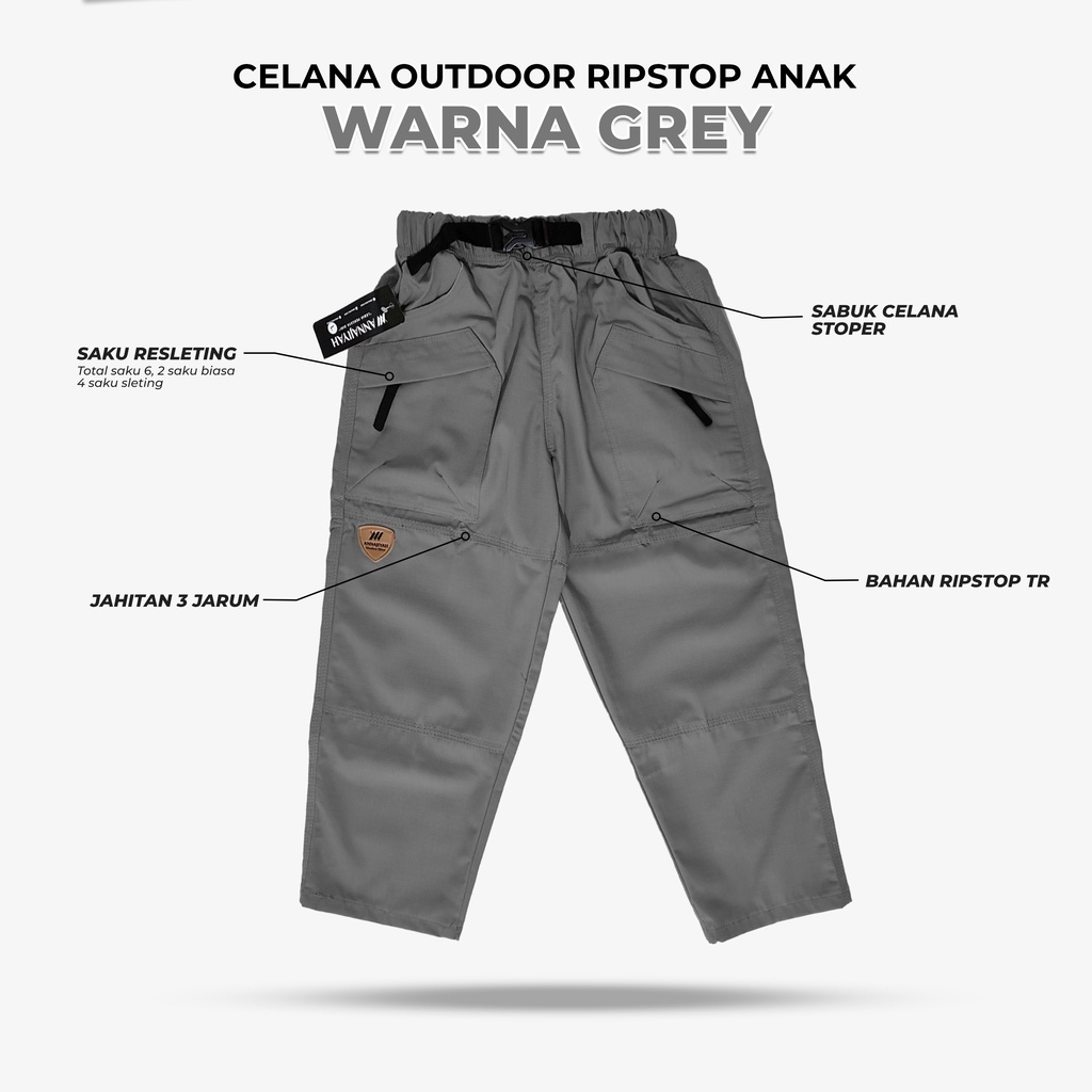 Celana Sirwal Anak Outdoor Adventure bahan Ripstop TR Premium by Annajiyah