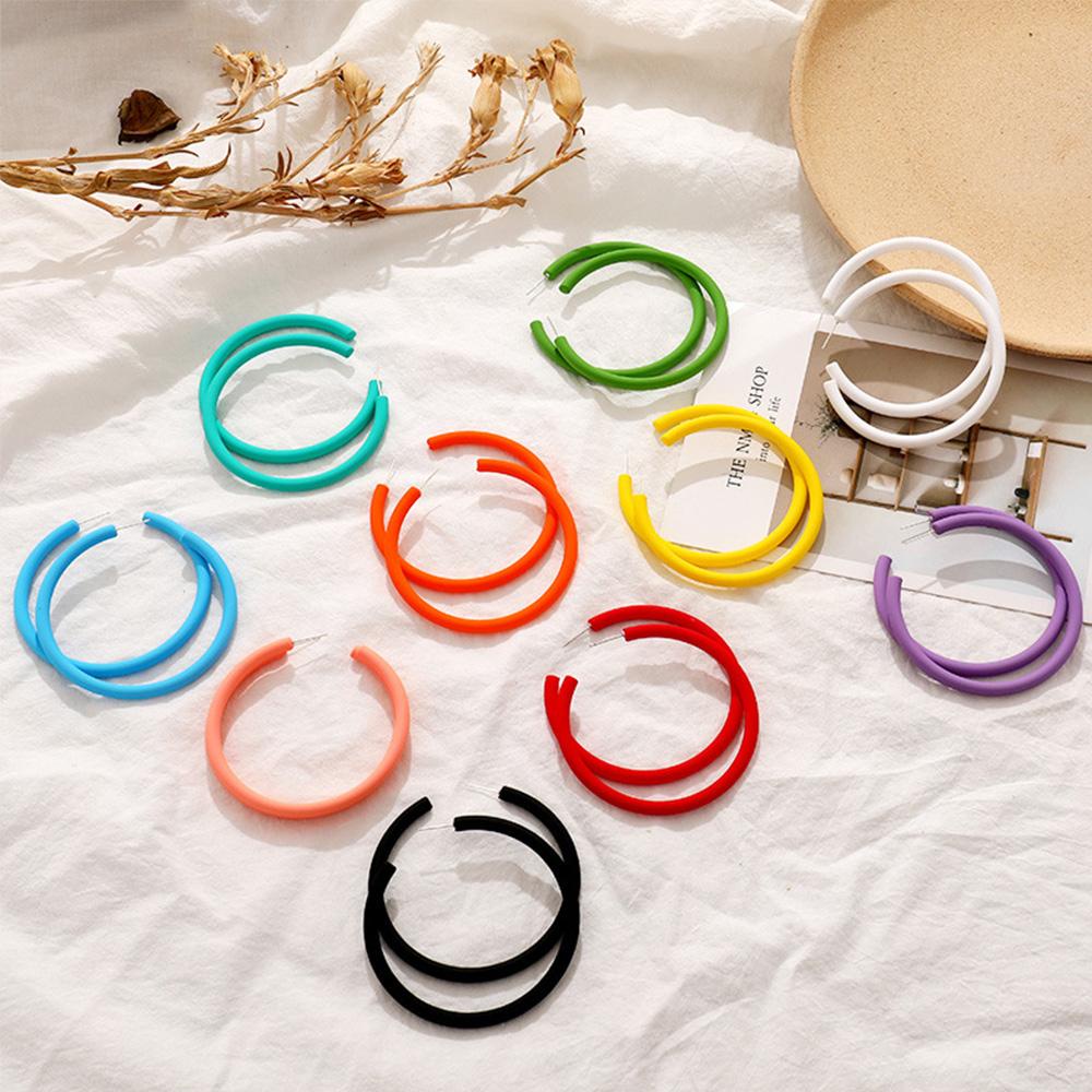 Mxbeauty Anting Hoop Fashion Multicolor Kepribadian Bulat Geometris Sederhana Perhiasan Wanita