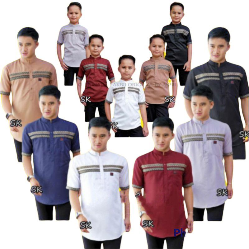 Baju Koko Kurta FF Couple Ayah Dan Anak Pria Lengan Pendek / Baju Koko Kurta Terbaru Dan Terlaris 2022 Size M L XL