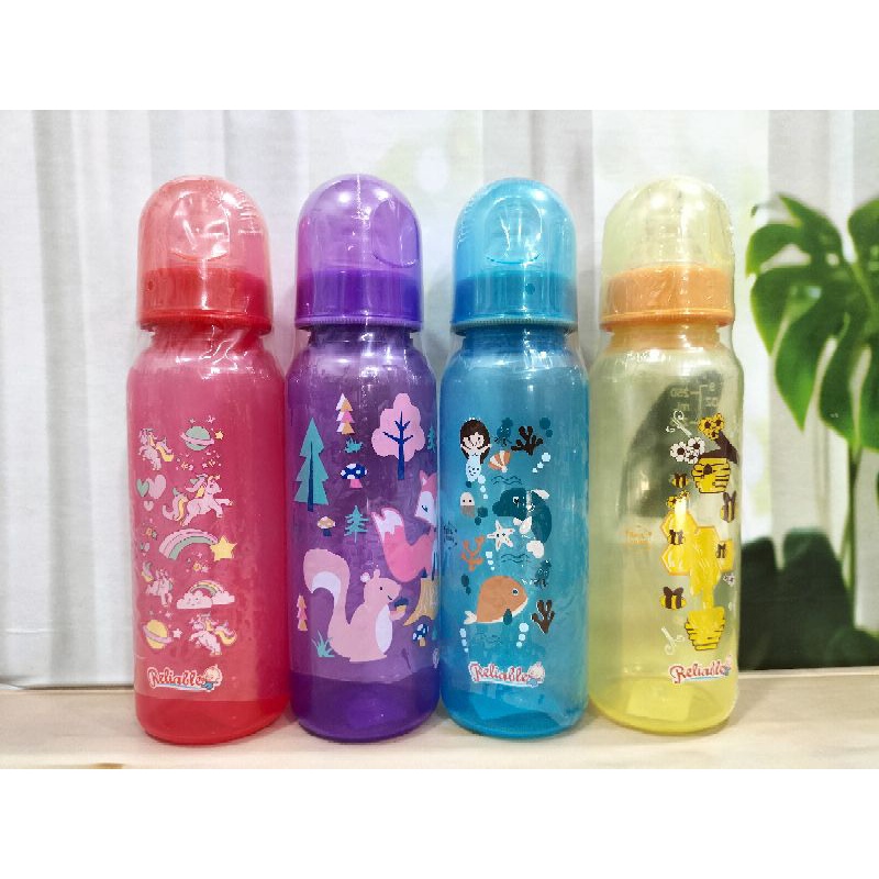 Botol Susu Reliable 250 Ml/125 Ml Dot Ulir Peristaltic Corak Lucu BPA Free Bisa Di Rebus