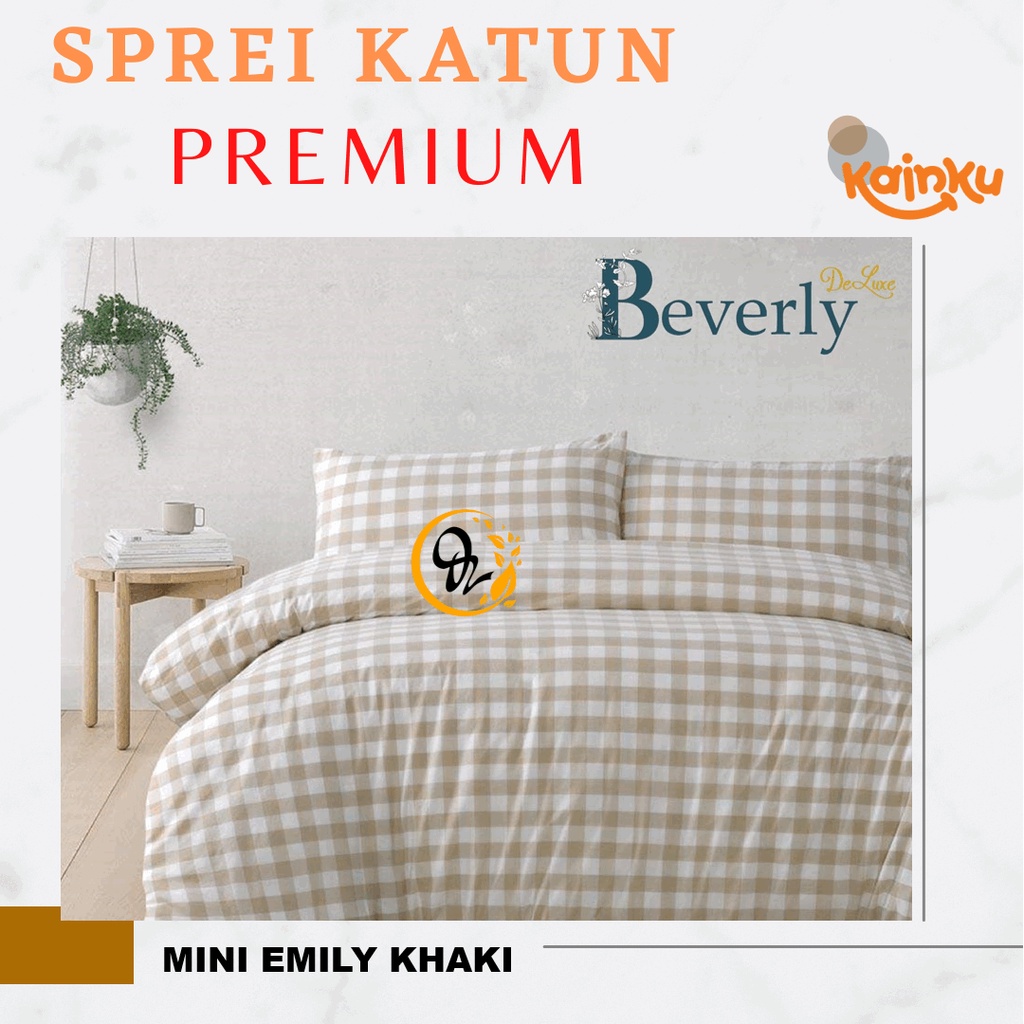 Sprei Katun Anti Geser Bahan Premium Motif Minimalis Kotak ukuran 180x200 160 120 100