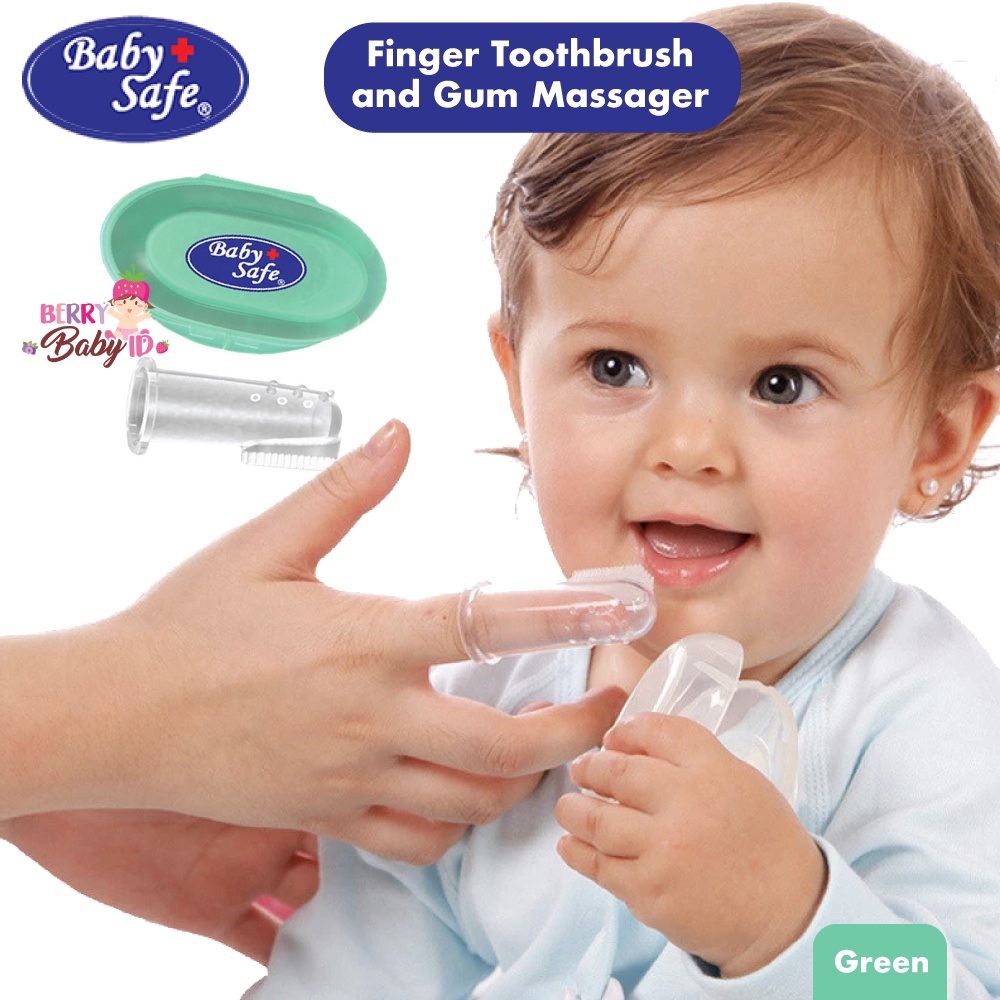 Baby Safe Finger Toothbrush dan Gum Massager Sikat Gigi Bayi Silikon BBS061 Berry Mart