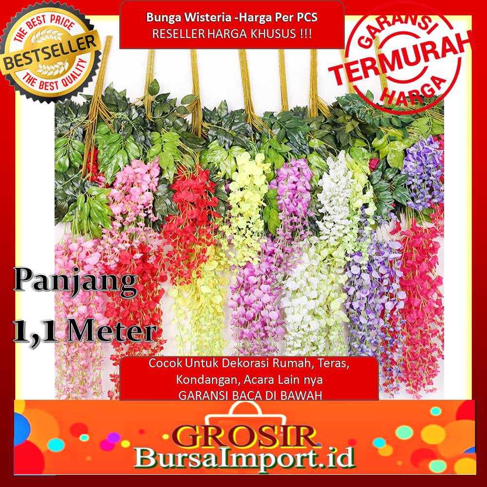 8 Warna Bunga  WIsteria Gantung Dekorasi  Ruangan 1 1 METER 