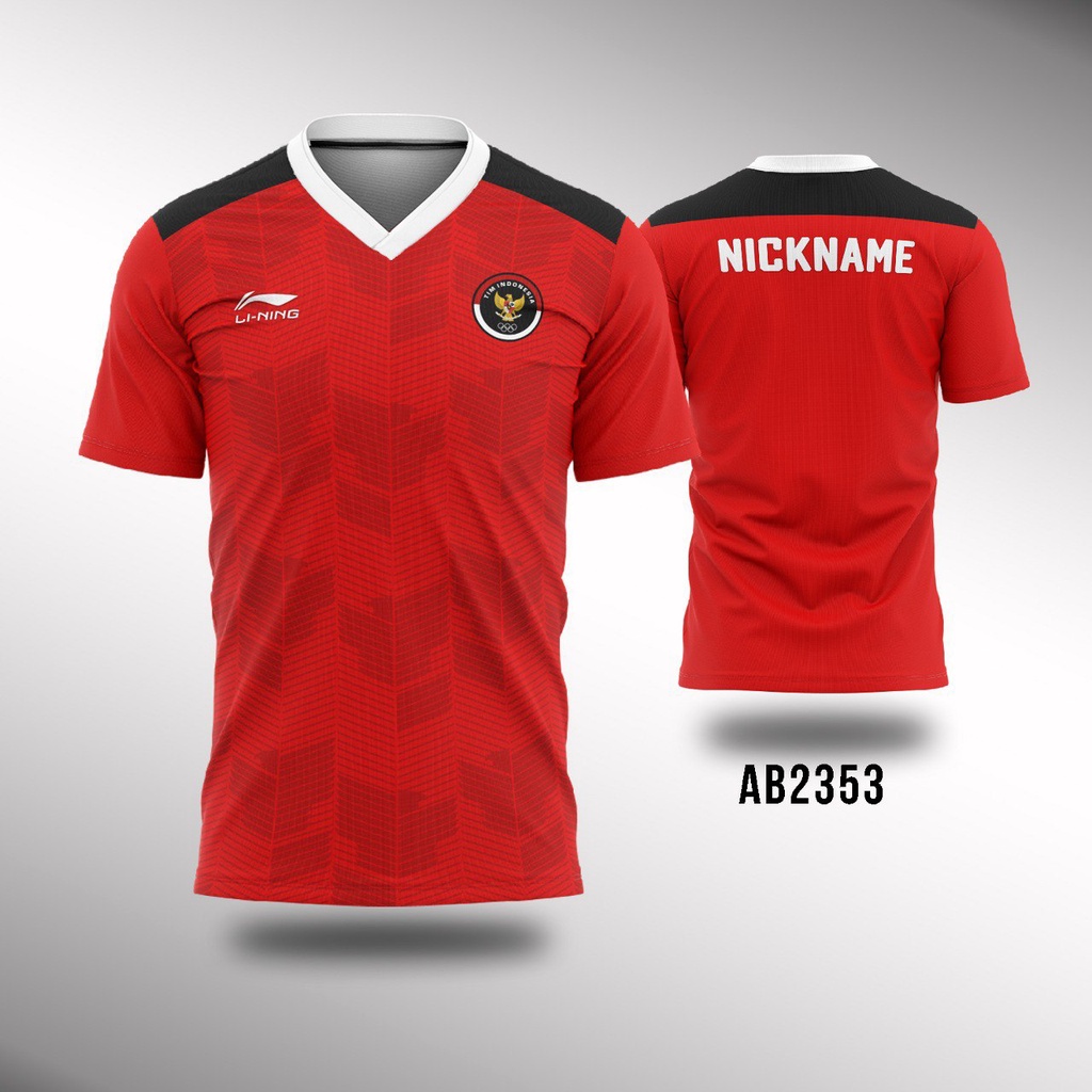 Jersey Baju Badminton - Sea Games 2022 Timnas Indonesia Lining - Merah XS - 6XL Gratis nama