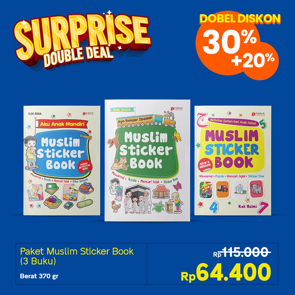 Paket BUKU Sticker Anak Muslim/ ZIYAD BOOKS/ STIKER ANAK LUCU