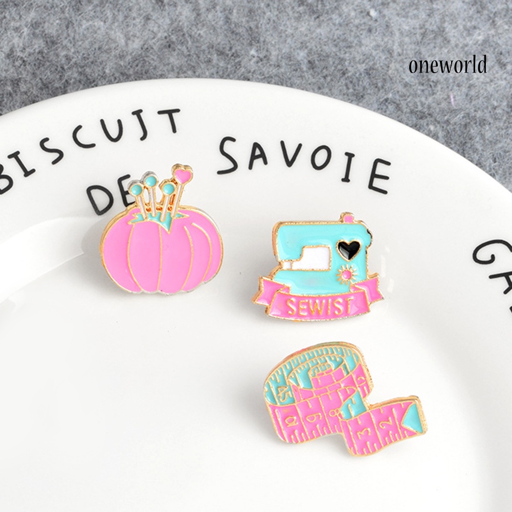 OW@ Cute Unisex Sewing Machine Tape Measure Pumpkin Brooch Pin Jacket Badge Decor