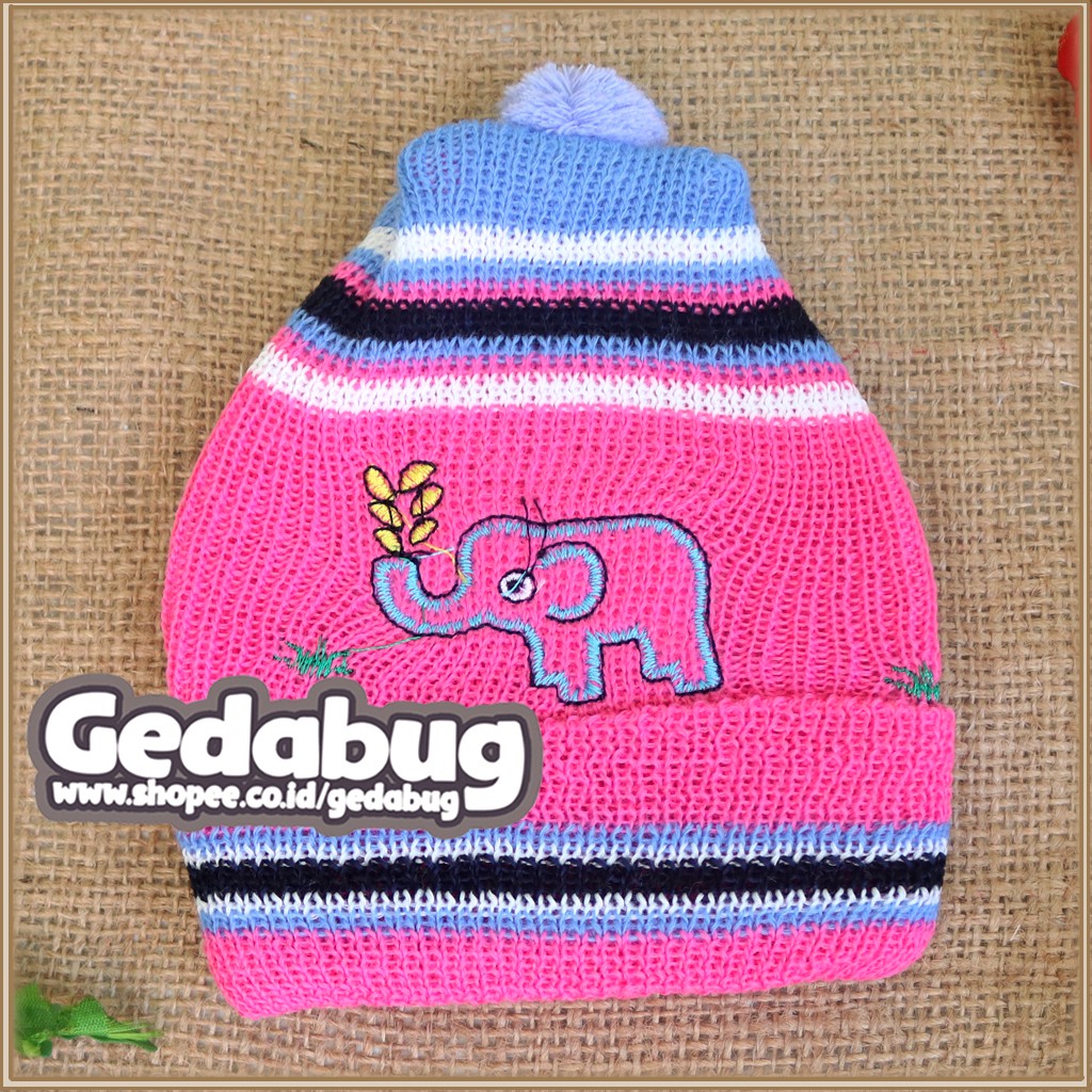 Topi Rajut Bayi Newborn Boboko Motif Gajah / Topi Karakter - gedabug