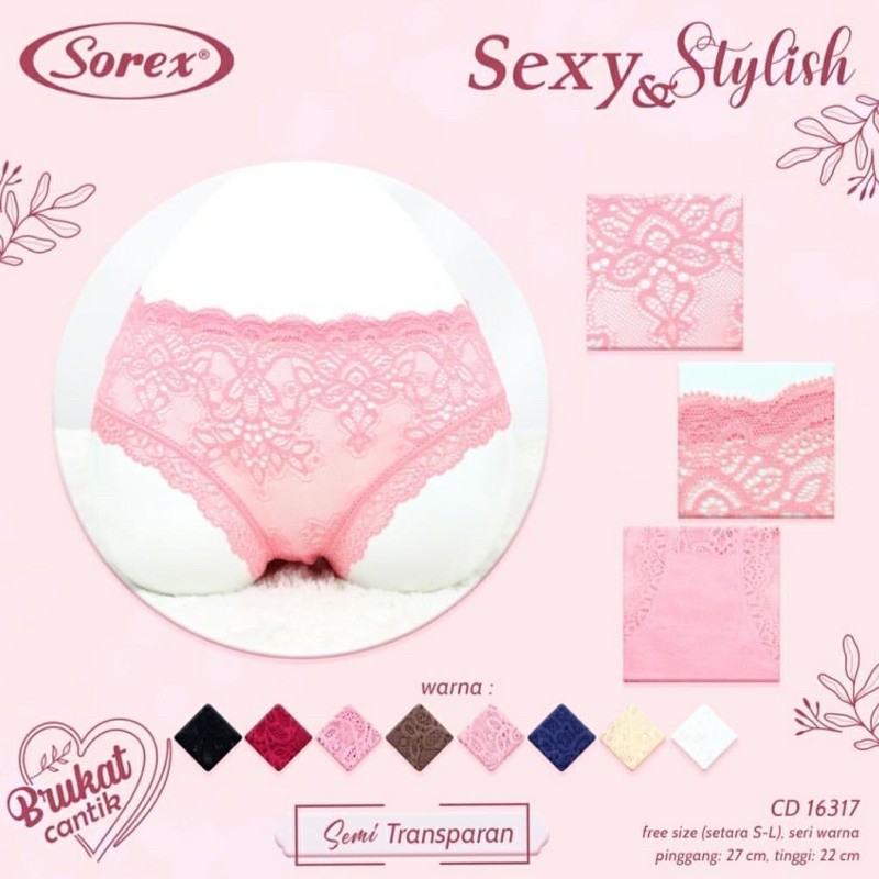 SOREX CD 16317 Celana Dalam Wanita Sexy Brukat Semi Transparan Renda