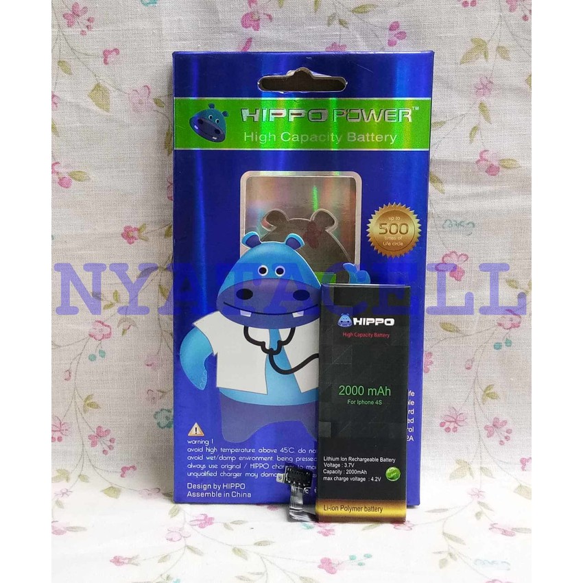Baterai Hippo iPhone 4 4S 2000mAh Double Power /Batre/Original/iP4     termurah
