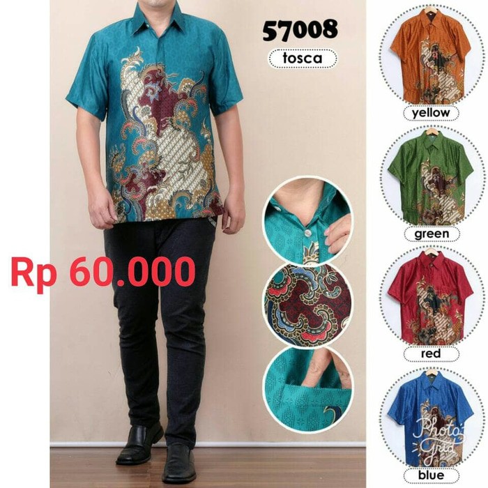 Kemeja Batik Pria Semi Sutra lengan pendek Murah
