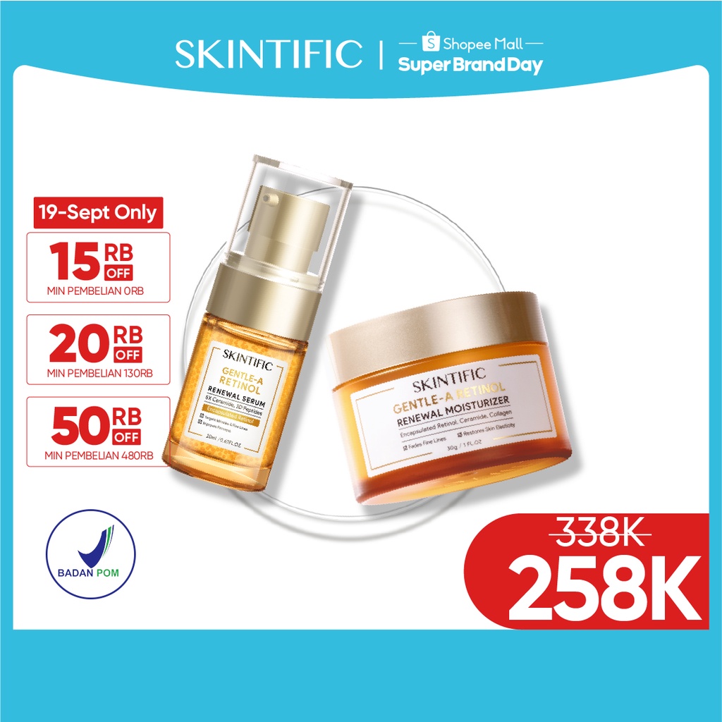 SKINTIFIC 2pcs Anti Aging Retinol set Gentle A Retinol Renewal Serum + Moisturizer [BPOM]