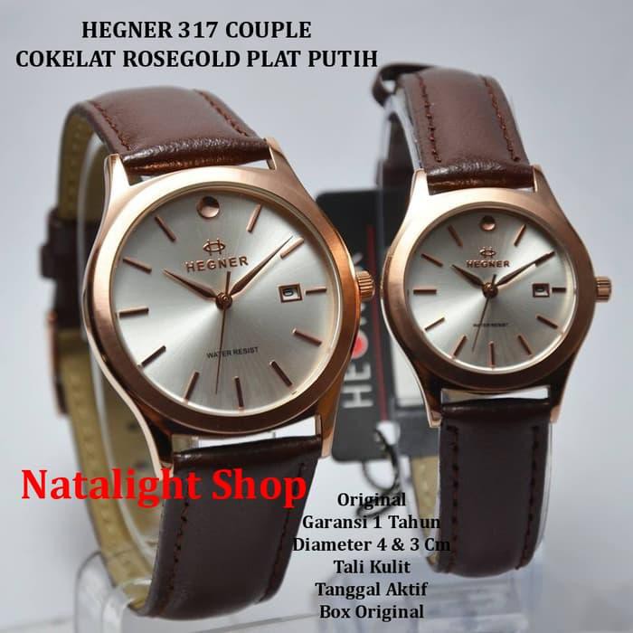 Termurah Jam Tangan Hegner 317 Couple Tali Cokelat Original