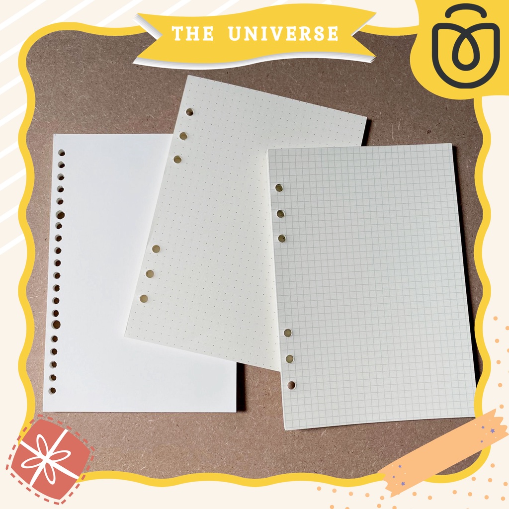 [THE UNIVERSE] 100gsm Isi Binder A5 6 Lubang 20 Lubang Polos Bergaris Refill Kertas Loose Leaf - ST012