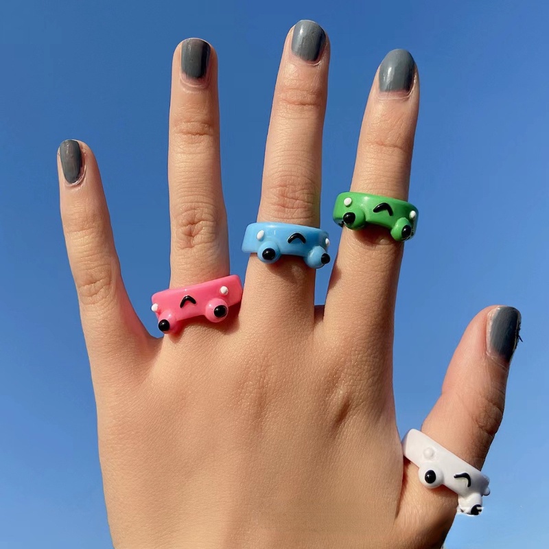 Cincin Resin Motif Kartun Kodok Lucu Warna Warni Untuk Wanita