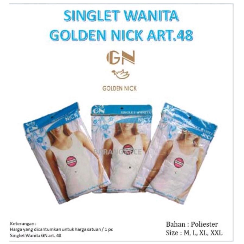 Singlet Golden Nik|Pakaian Dalam Wanita Dewasa|Singlet Wanita|Extra Long Tali Lebar