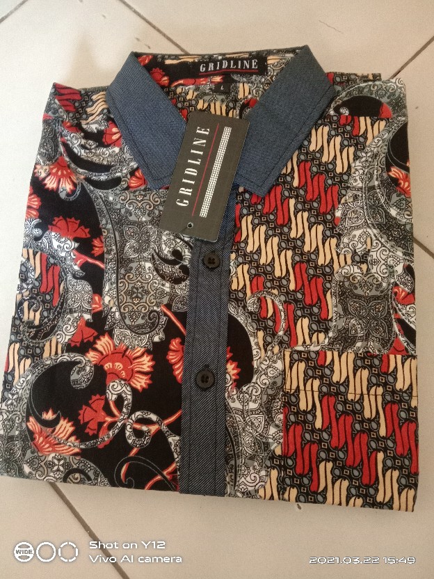 [gridline - R037] Kemeja Batik Pria Katun Lengan Pendek Regular Batik