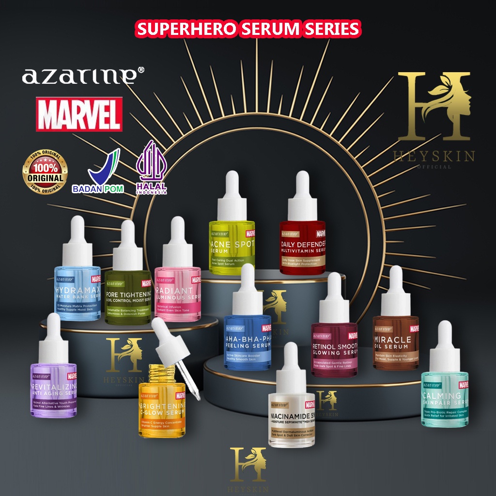 ❤Heyskin❤ AZARINE Superhero Serum Marvel Edition 20ml | Face Serum | Brightening | Acne Dark Spot | Exfoliating | Original &amp; BPOM