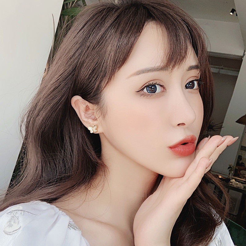 Anting Tusuk Titanium Kupu-Kupu Fritillaria Premium Anti Karat Aksesoris Wanita Korea